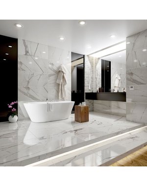 Verona Belgravia Polished Statuario Marble Effect Tiles 60x60cm