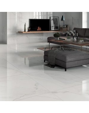 Luxury Tiles Bianca Polished White Marble EffectTile 800x800mm