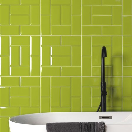 Luxury Tiles Metro pistacchio Gloss Wall Tile 200x100mm