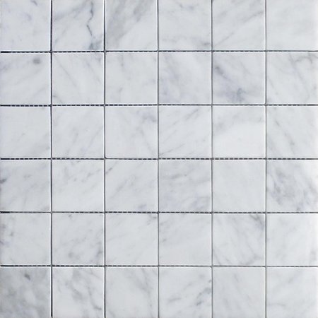 Verona Carrara White Honed Marble Mosaic Tile 48x48cm
