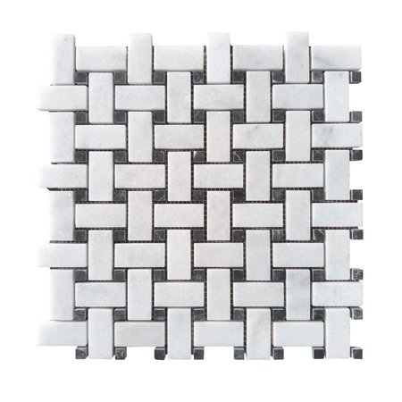 Luxury Tiles Carrara St Laurent Honed Basketweave Marble Mosaic Tile