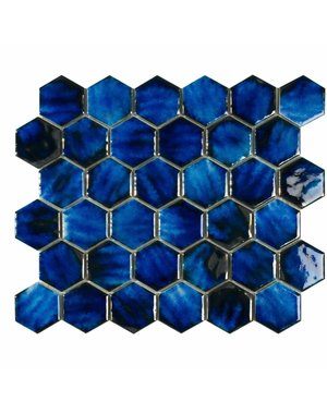 Luxury Tiles Nemesis Blue Hexagon Porcelain Mosaic Tile