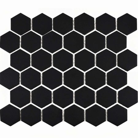 Luxury Tiles Black Hexagon Matt Mosaic Tile Floor & Wall