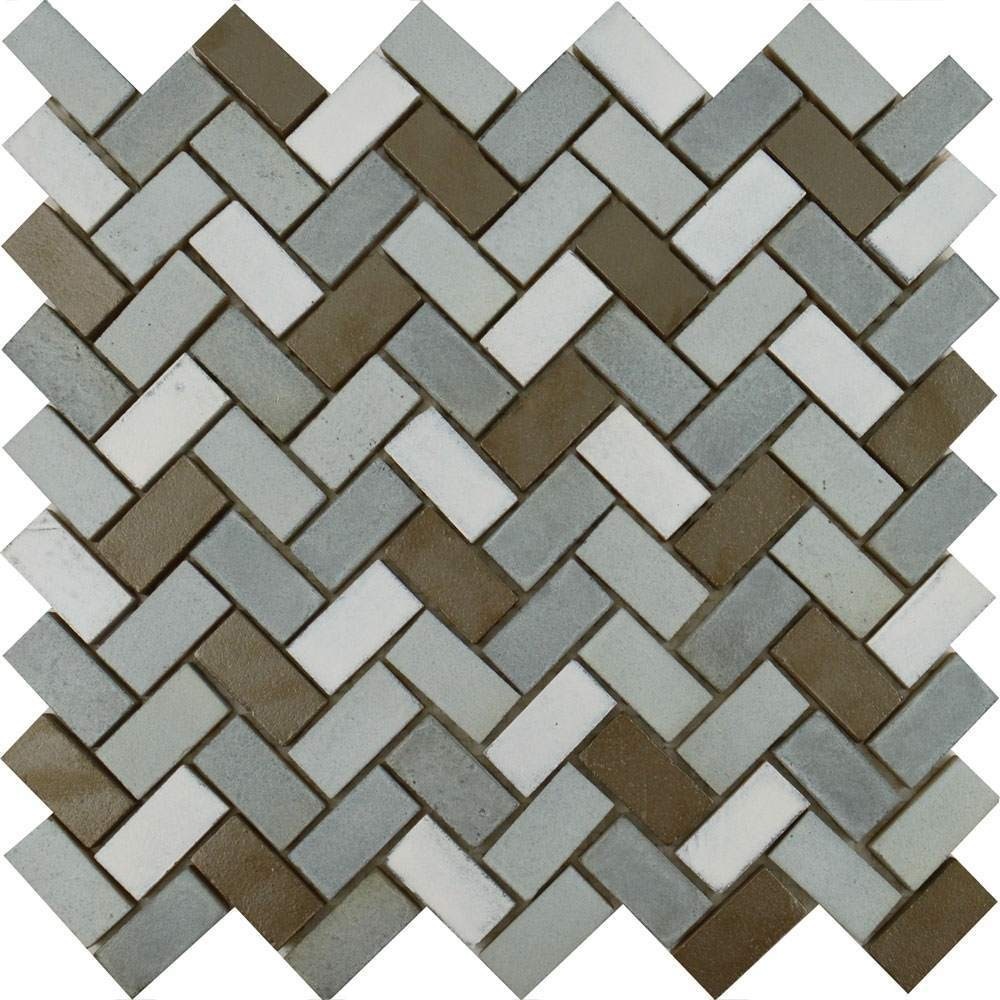Metallic Herringbone Mixed Mosaic Tiles Luxury Tiles