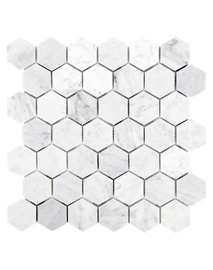 Luxury Tiles Carrara White Polished Hexagon Marble Mosaic