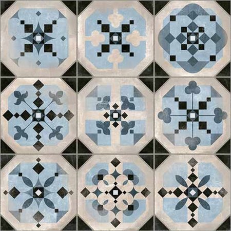 Luxury Tiles Antique Blue and Black Pattern 316x316mm Tile