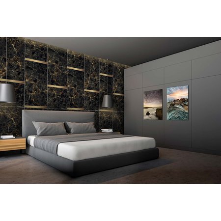 Luxury Tiles Magic Black Decor Polished Glass Wall Tile 1200x600mm