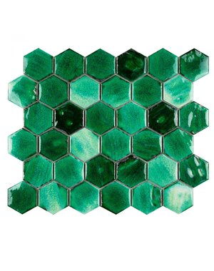 Luxury Tiles Nemesis Green Hexagon Porcelain Mosaic Tile