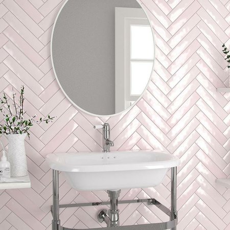 Luxury Tiles Blush Pink Herringbone Flat Metro Wall Tile