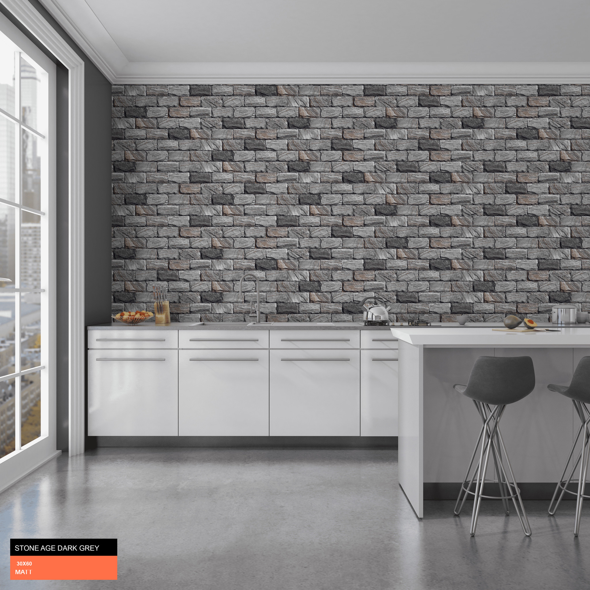 Rustic Grey Brick Stone Split Face Wall Tile 300x600mm Luxury Tiles