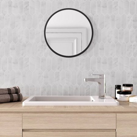 Verona Carrara White Marble Picket Mosaic Tiles 302x255mm