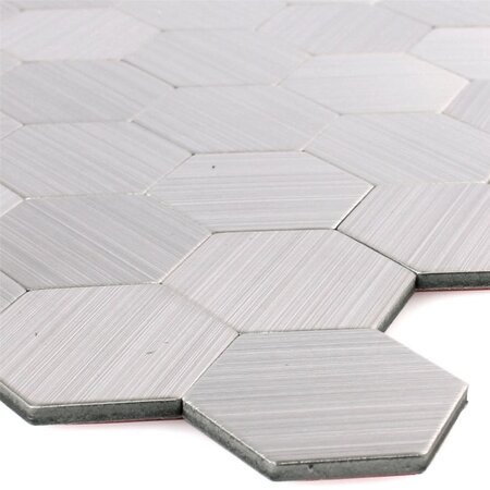 Self adhesive Silver Steel Hexagon Mosaic Tile 320x320 mm