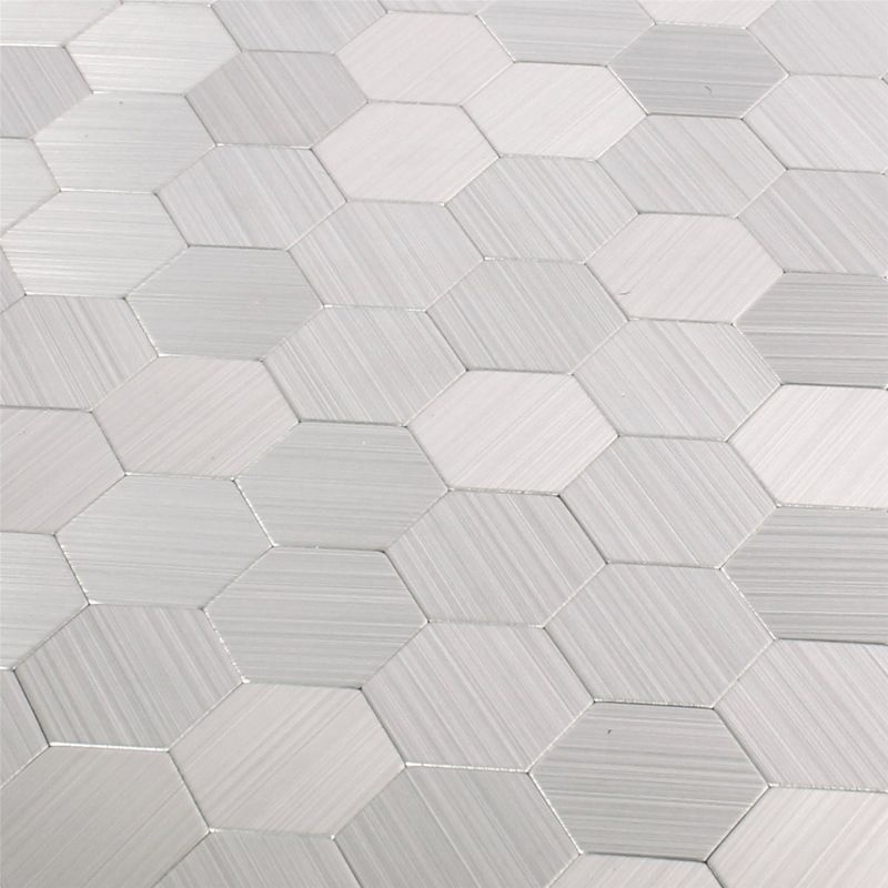 Self adhesive Silver Steel Hexagon Mosaic Tile 320x320 mm Luxury Tiles