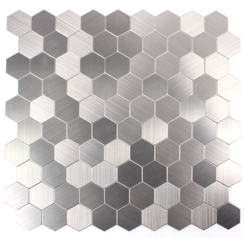 Self adhesive Silver Steel Hexagon Mosaic Tile 320x320 mm Luxury Tiles
