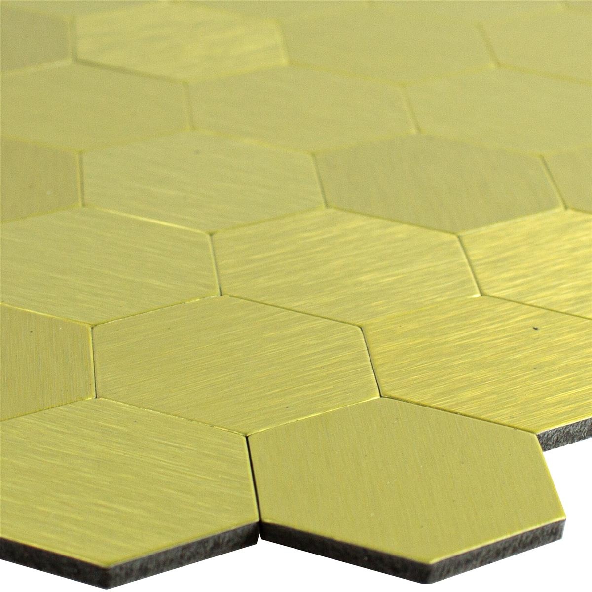 Self adhesive Gold Steel Hexagon Mosaic Tile 32x32 cm Luxury Tiles