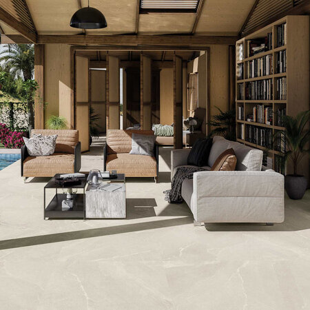 Riviera White Stone Effect Anti-Slip Floor Tile 1000x1000 mm