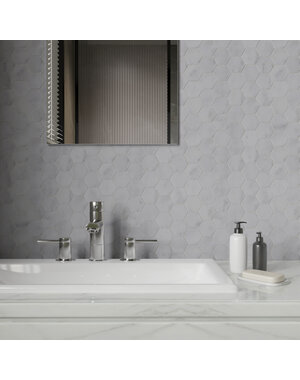 Verona Amasya White Honed Marble Hexagon Mosaic Tile