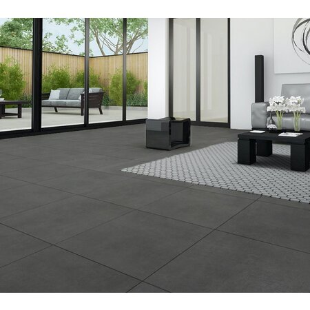 Luxury Tiles XL Venice Charcoal Stone Effect Anti Slip Porcelain Floor Tile 1000x1000mm
