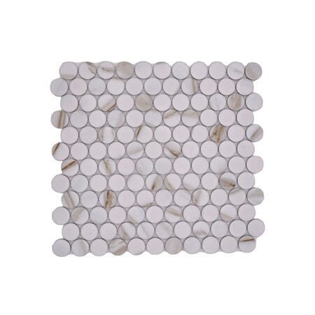 Verona Calacatta White Penny Mosaic 312 x 330 mm