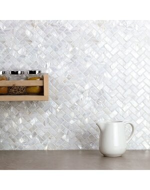 Luxury Tiles Oyster White Pearl Herringbone Polished Mosaic Tile