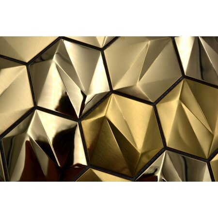 Gold Metal  3D Hexagon Mosaic 25x29 cm