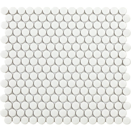 Luxury Tiles Penny White Matt Wall & Floor Circle Mosaic Tile