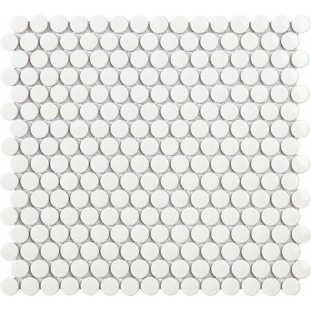 Luxury Tiles Penny White Gloss Wall & Floor Circle Mosaic Tile