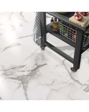 Luxury Tiles Verona Carrara Polished Marble effect Wall and Floor Tile 600x600mm
