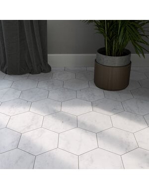 Luxury Tiles Carrara White Honed Hexagon Marble Tile