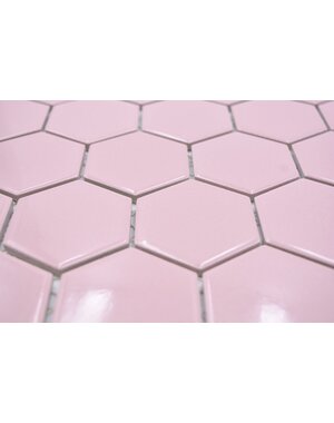  Pink Gloss Hexagon Mosaic Tile
