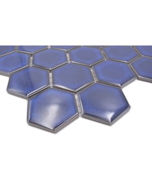  Royal Dark Blue Gloss Hexagon Mosaic Tile