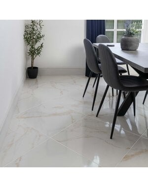 Luxury Tiles Alessia Gold Gloss Marble Effect Tile 60x60cm