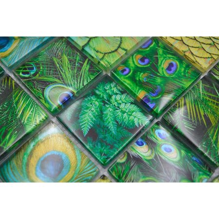 Verona Emerald feather Green Glass Mosaic  300x300mm - Copy