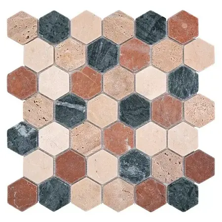 Mosaic tile Hexagon Mix MOS HXN RND