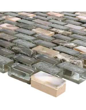  Mosaic Tiles Shell Glass Natural Stone Jasmina Dark Brown