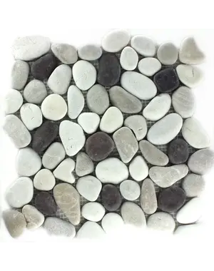  Mosaic Tiles River Pebbles White Beige Pink