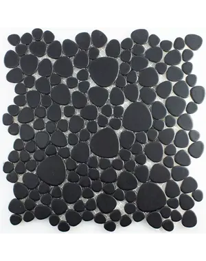  Ceramic Pebble Mosaic Sabah Black Matt