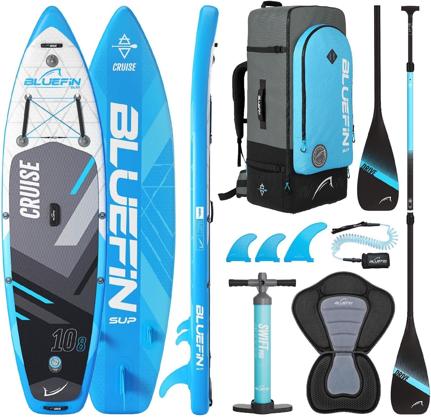 Bluefin Cruise Pro 10’8″ Opblaasbaar SUP Board – Allround Stand Up Paddleboard Set voor Beginners & Gevorderden
