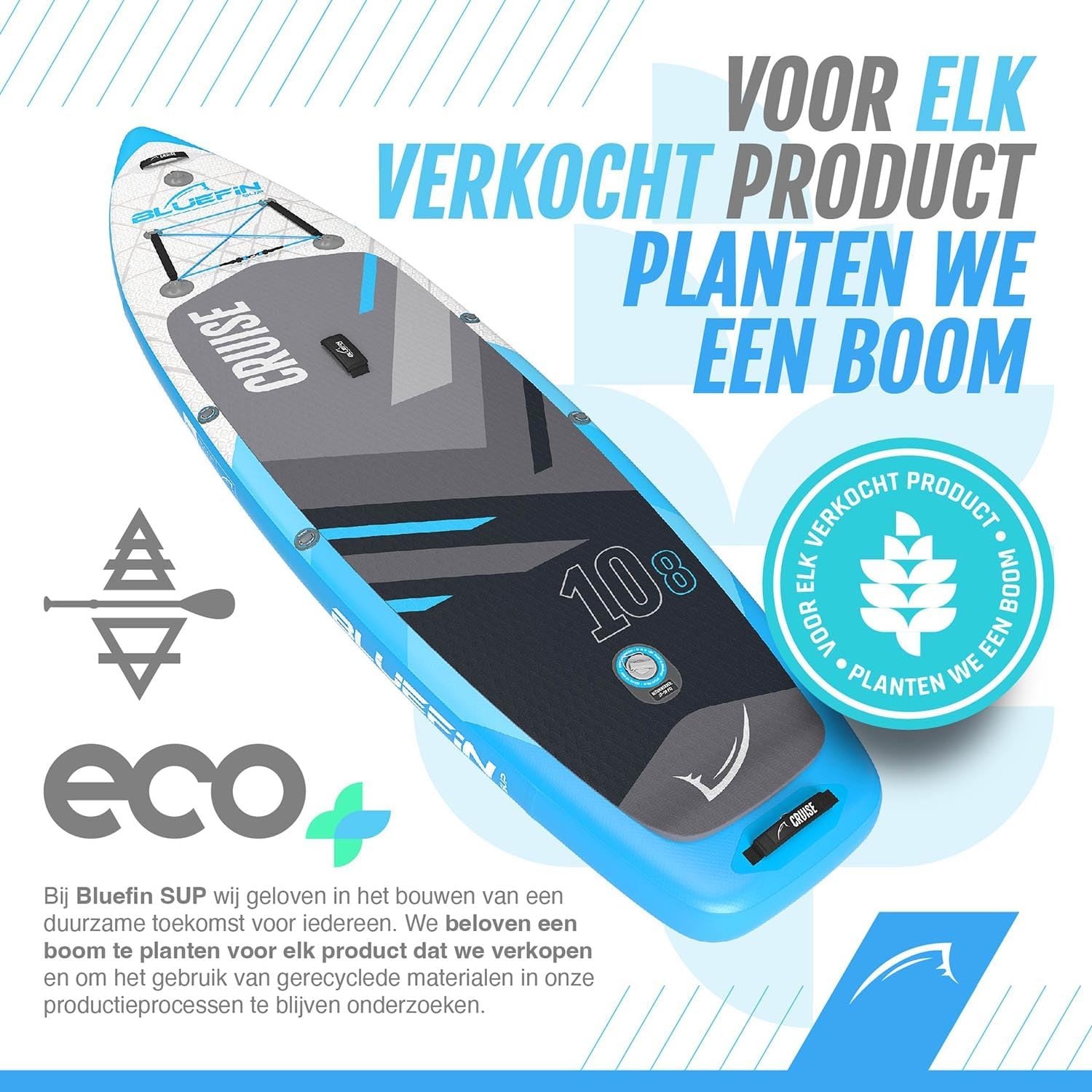 Bluefin Cruise Pro 10’8″ Opblaasbaar SUP Board – Allround Stand Up Paddleboard Set voor Beginners & Gevorderden
