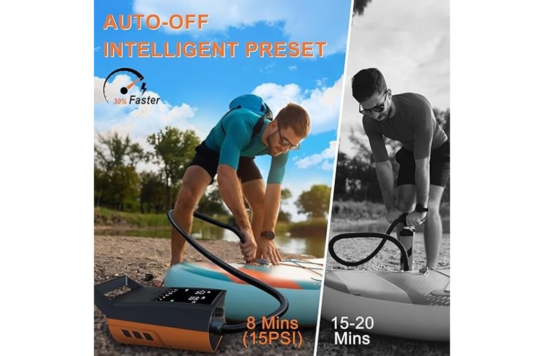 Mojimdo Elektrische SUP Pomp voor Opblaasbare Paddleboards – Automatische Luchtpomp met Digitale Display, Hoge Druk en Auto Stop