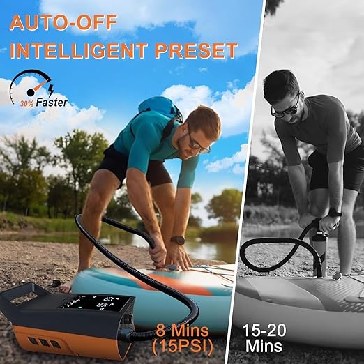 Mojimdo Elektrische SUP Pomp voor Opblaasbare Paddleboards – Automatische Luchtpomp met Digitale Display, Hoge Druk en Auto Stop