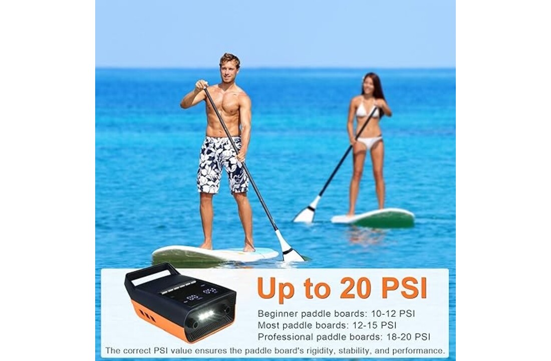 Mojimdo Elektrische SUP Pomp voor Opblaasbare Paddleboards – Automatische Luchtpomp met Digitale Display, Hoge Druk en Auto Stop