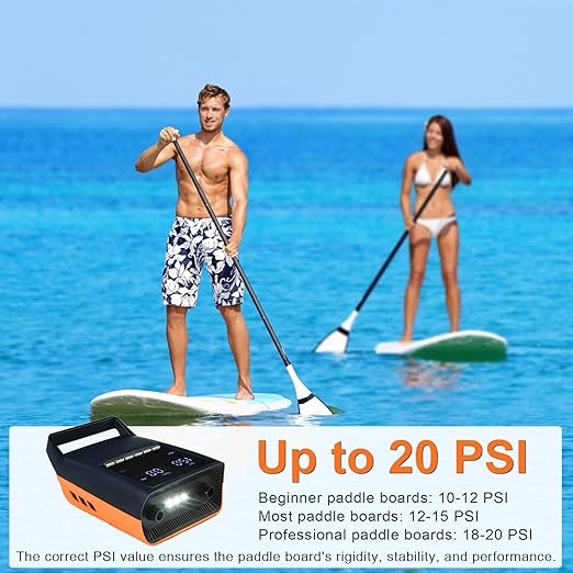 Mojimdo Elektrische SUP Pomp voor Opblaasbare Paddleboards – Automatische Luchtpomp met Digitale Display, Hoge Druk en Auto Stop