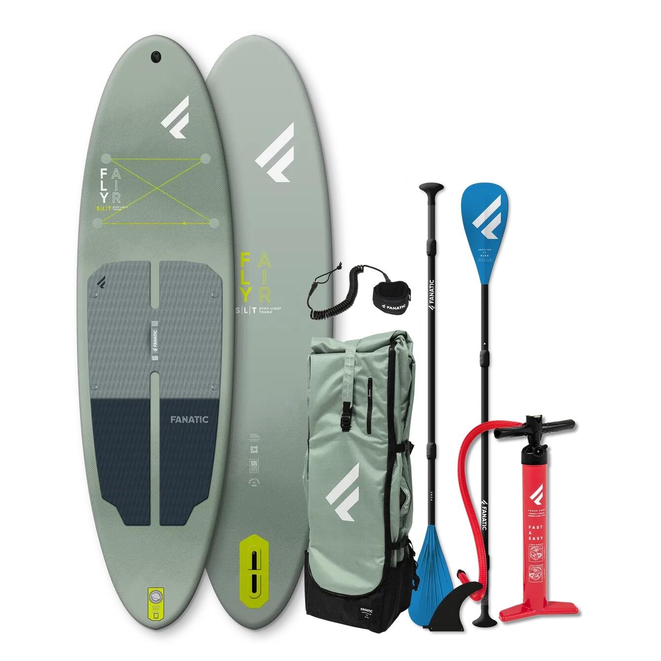 Fanatic Fly Air SLT Opblaasbare SUP Set – Allround Paddleboard Pakket met Peddel, Pomp, Leash en Rugtas