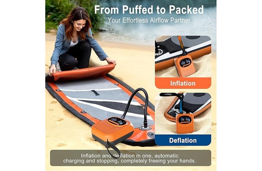 Mojimdo Elektrische SUP Pomp voor Opblaasbare Paddleboards – Automatische Luchtpomp met Digitale Display, Hoge Druk en Auto Stop