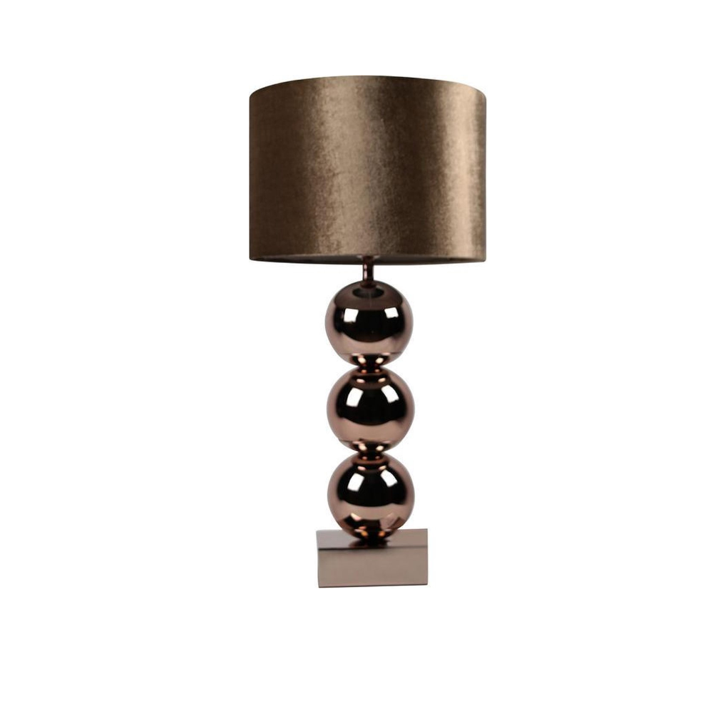 Bollamp - Brede Bollen - Brons - Tafellamp - 3 Bollen - vierkante voet