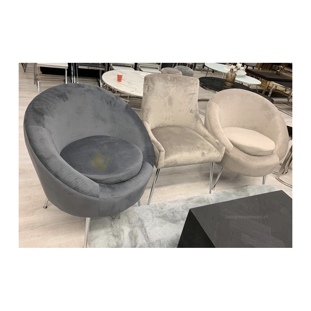 Fauteuil Monaco Zwart Velvet Zilver