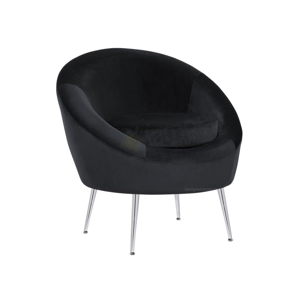Fauteuil Monaco Zwart Velvet Zilver