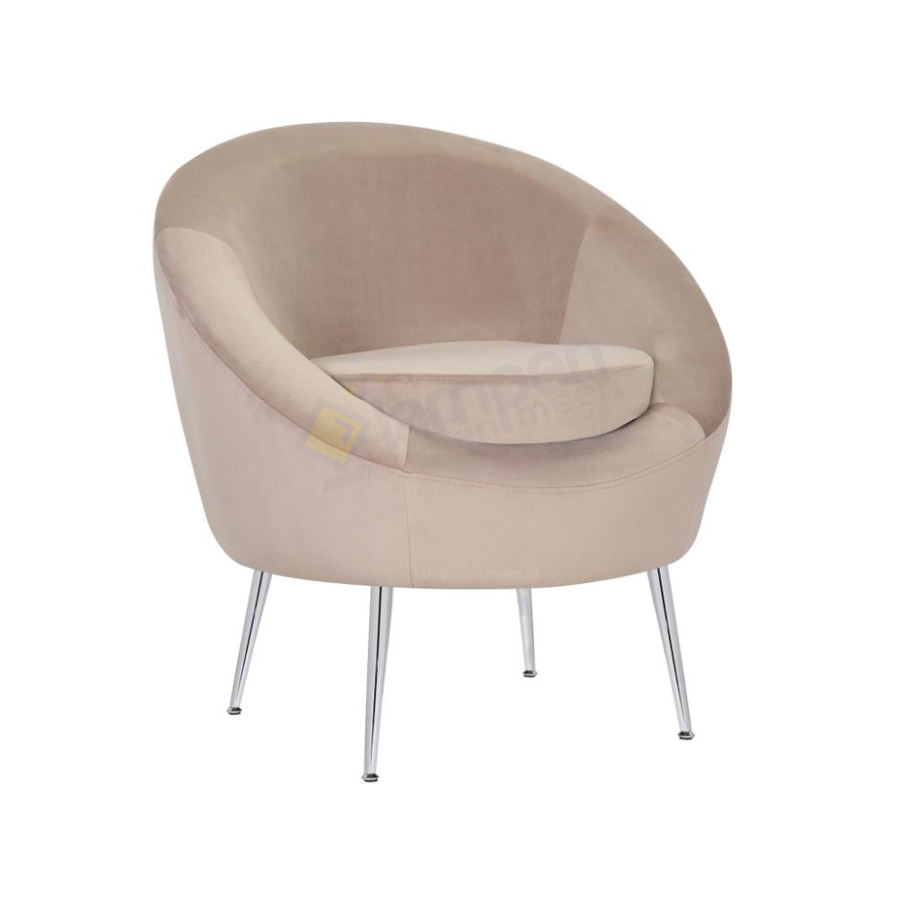 Fauteuil Monaco Khaki Beige Velvet Zilver
