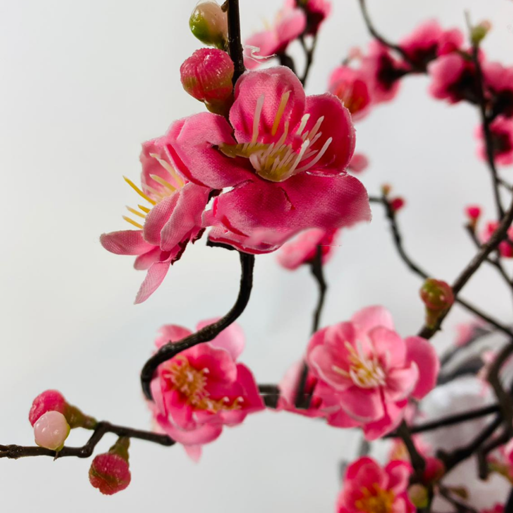 Appelbloesem Roze Kunstplant - Transparant pot